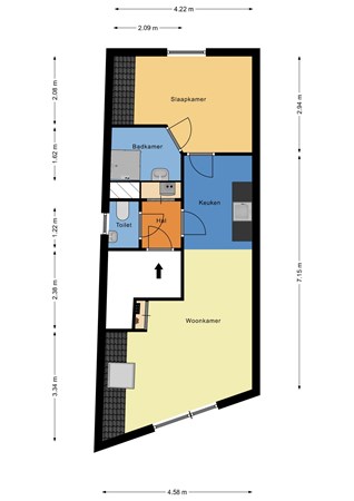 Floorplan - Benthuizerstraat 6A03, 3036 CG Rotterdam